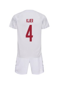 Fotbalové Dres Dánsko Simon Kjaer #4 Dětské Venkovní Oblečení MS 2022 Krátký Rukáv (+ trenýrky)